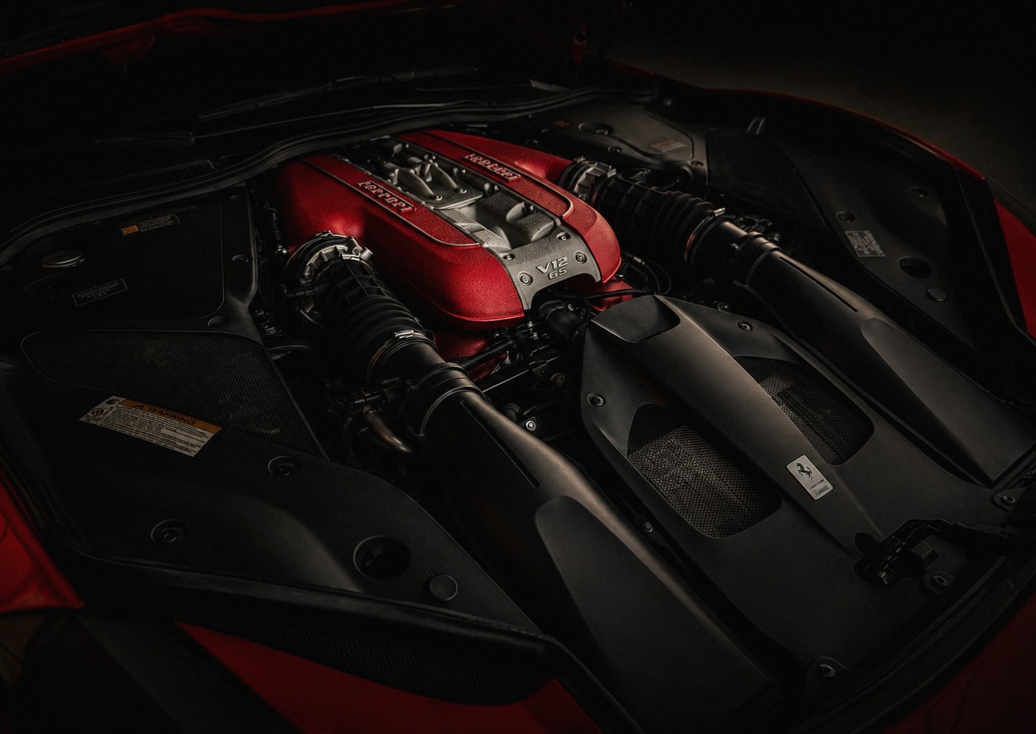 Ferrari 812 Superfast — naturally aspirated 6.5L V12 engine bay